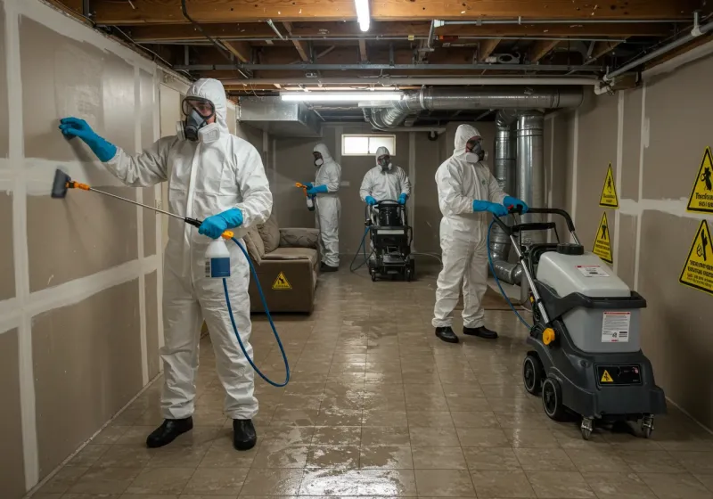 Basement Moisture Removal and Structural Drying process in Sabina, OH